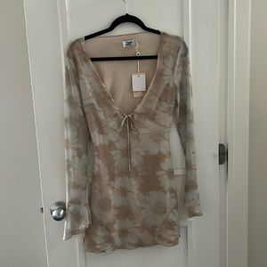 MESH long sleeve mini dress